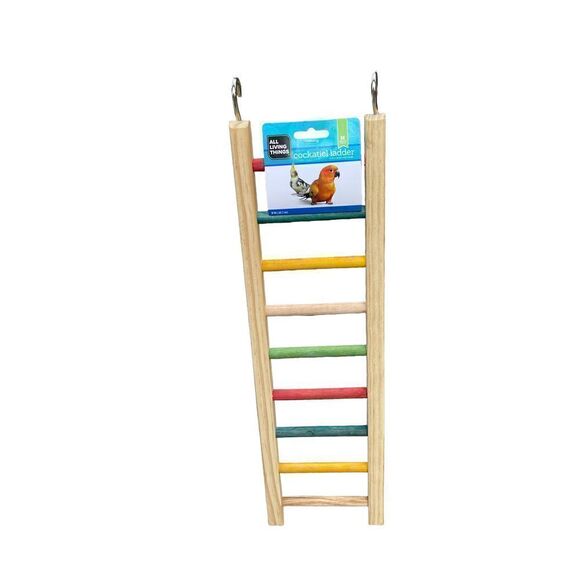 Cockatiel Tan Red Yellow Green Wood Ladder Size M - Picture 1 of 4